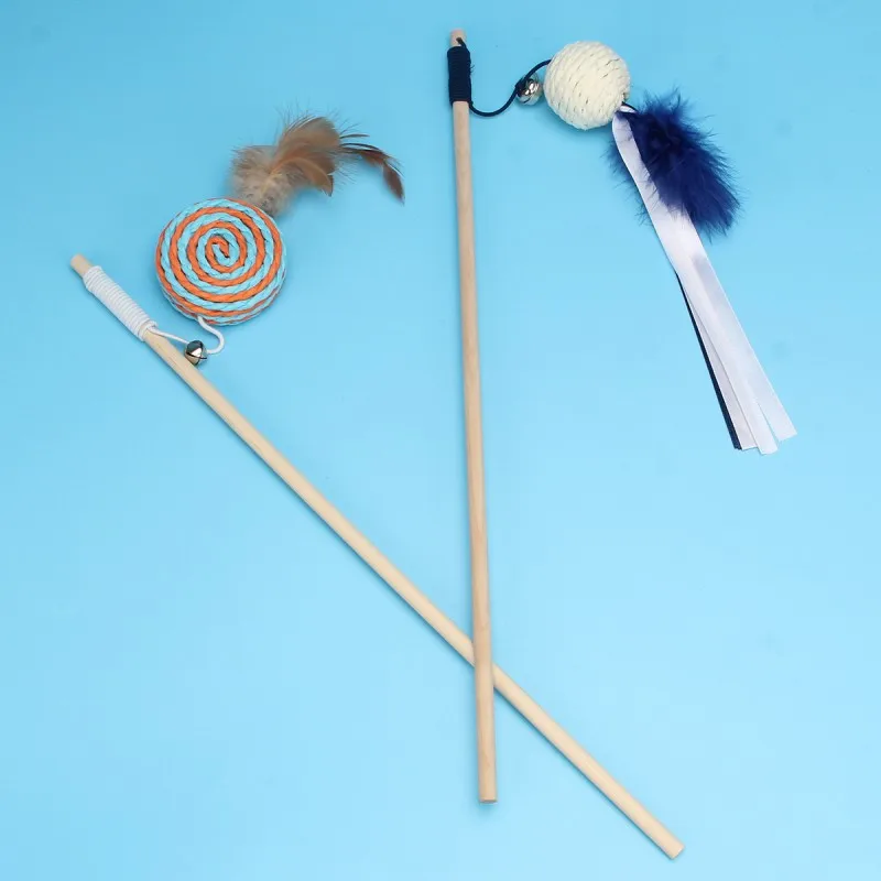 Cheap Cute Cat Interactive Teaser Toy With Bell Funny Cat Toys Interactive Teaser