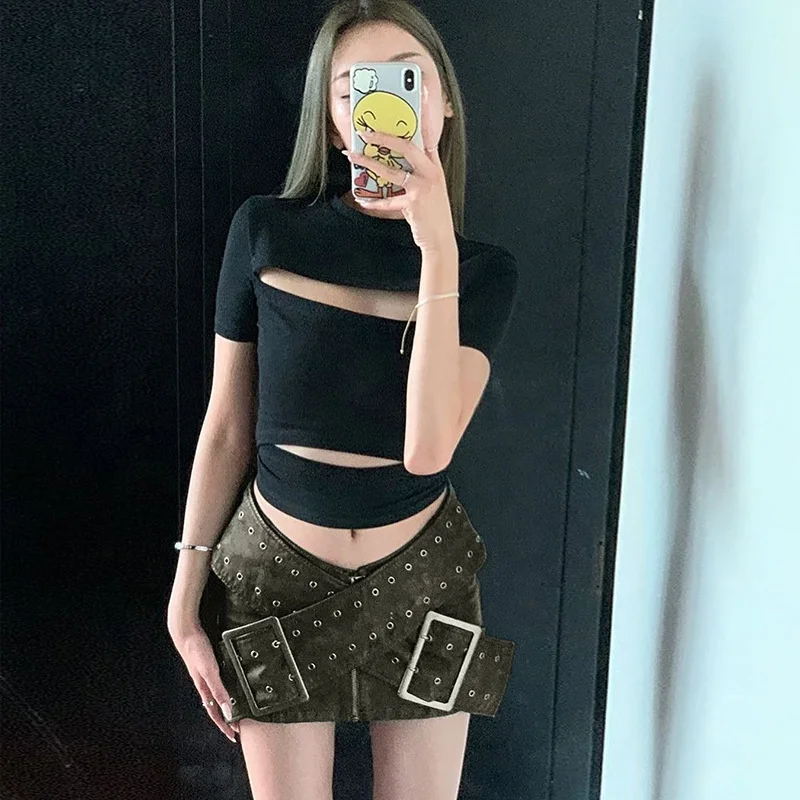 DL1230 New Arrivals Leather Mini Skirt Low-waistline Girls Skirts Zipper Short Skirts for Women