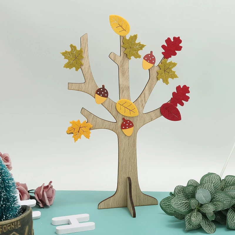 Cheap Harvest Tree Thanksgiving Crafts Mini DIY Office Home Wood Decorations Crafts