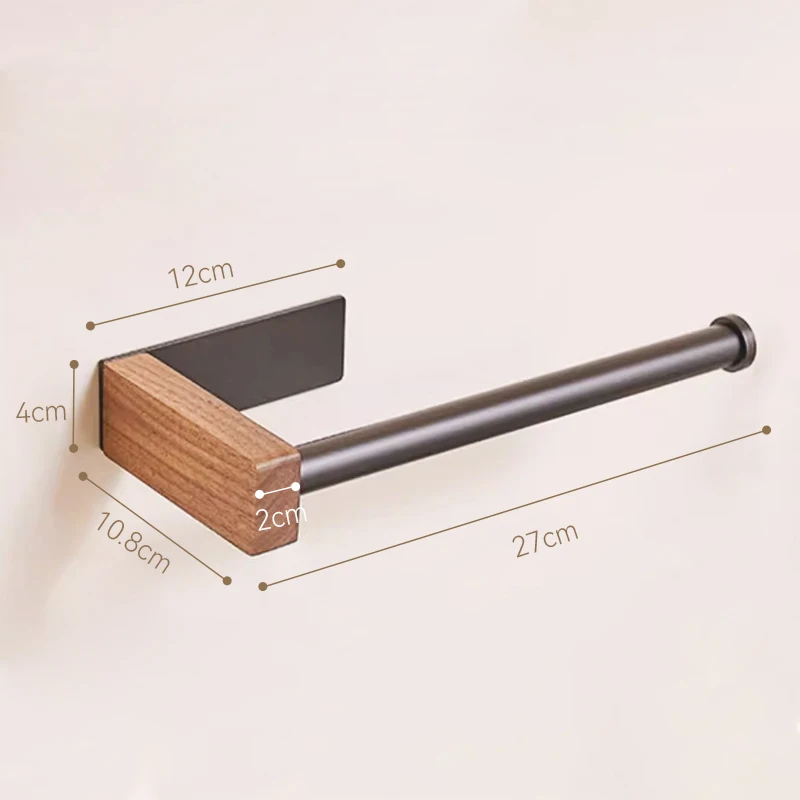 Joypro Adhesive Walnut Wood Rolls Dispenser Holders Wall Mounted Rack Wooden Toilet Roll Holder And Kitchen Paper Towel Holder