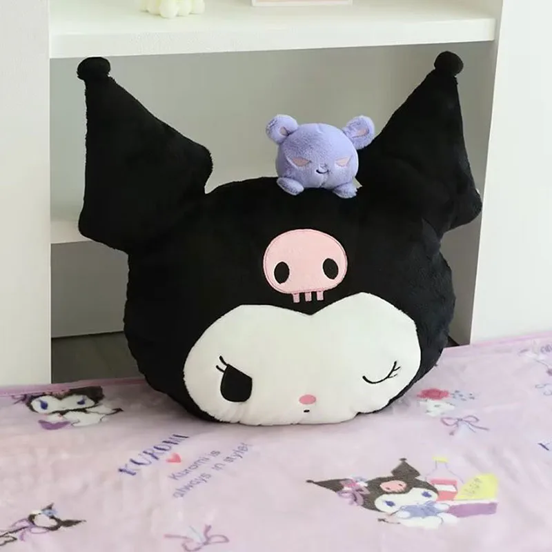 My Melody Kuromi Cartoon Pillow Plush Stuffed Blanket with PP Cotton Filling Warm Quilt for Air Conditioning Cover