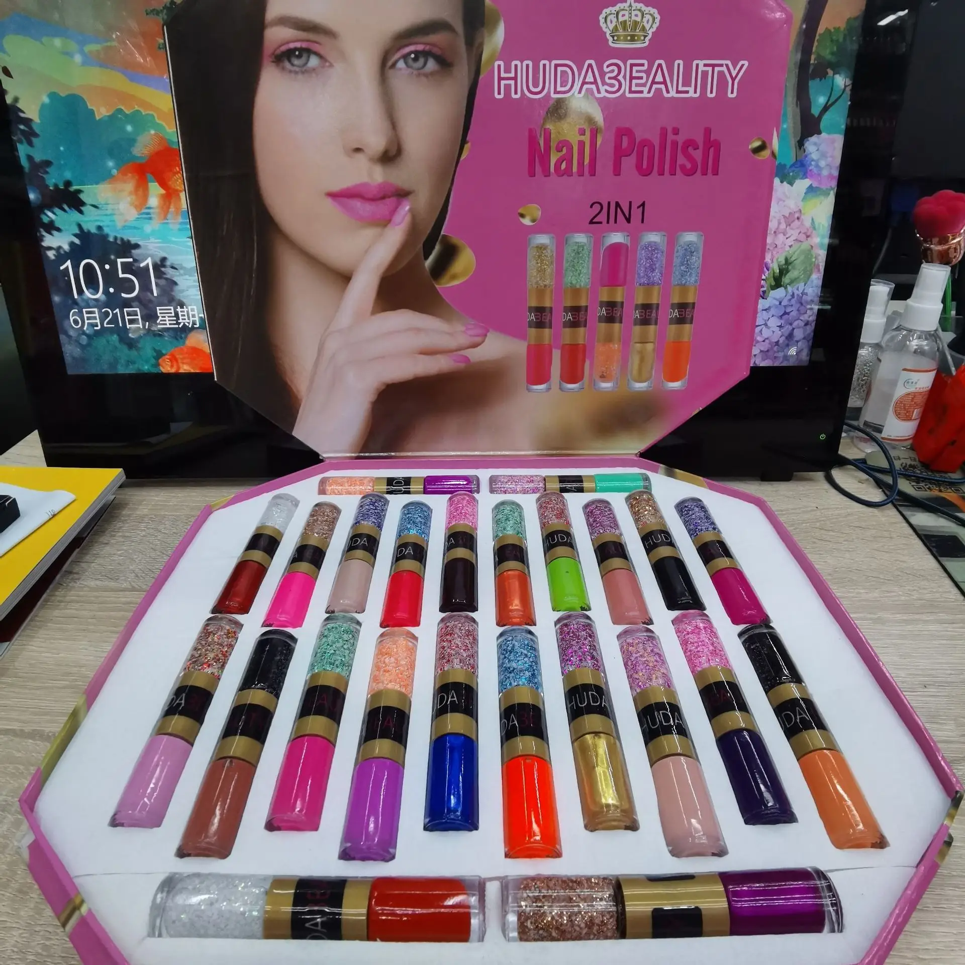 2in1 Double-headed Two-color Nail  Polish Long-lasting Non-peelable Oily Baed Nail Polish Set