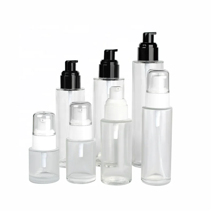 quality cosmetic packaging frosted clear glass body lotion pump spray bottle jar containers