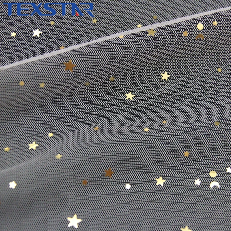 Soft hexagon stars Shiny sequin mesh tulle fabric for kid dress