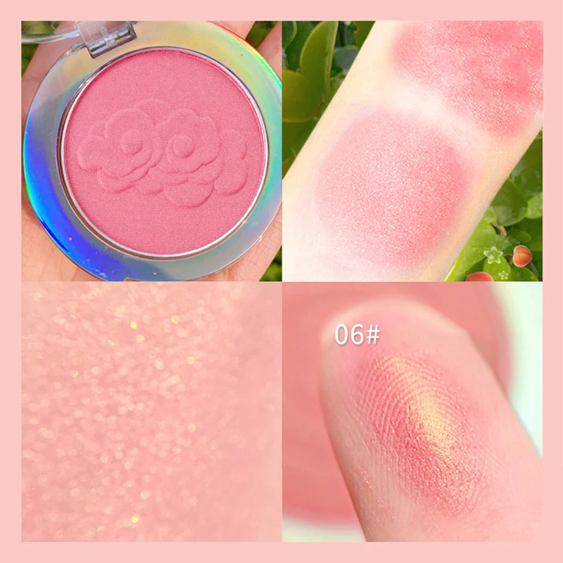 
Relief Flower Matte Pearl Monochrome Pink Blush Private Label Cosmetics Makeup Face Peach Blusher Facial Contouring No Logo 