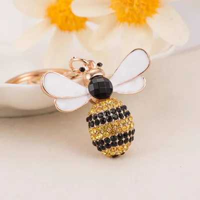 Fashion Rhinestone Jewelry Pendant Gifts Insect Keyring Lovely Bee Keychain Diamond Bee Keychain for Women