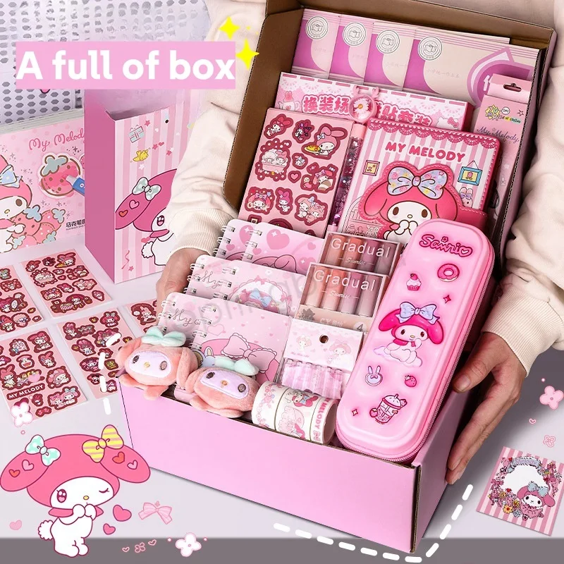 2024 Latest Sanrio Stationery Set Journal Set Eraser Pencil Notepad Notebook Pencil Case Highlighter Pens Kuromi My Melody