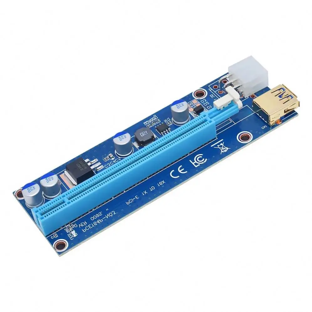 Golden 009S PCI-E Riser Card VER009 PCIE 1X to 16X Extender 6Pin Power 1M 0.6M 0.3M USB 3.0 Cable for Video Card Adapter
