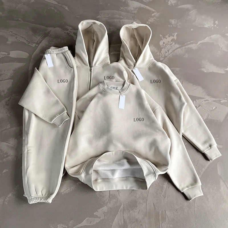 High Quality Custom Embroidered Patches Logo Unisex Designer Private Label Sweatpants And Hoodie Set Tracksuits For Men