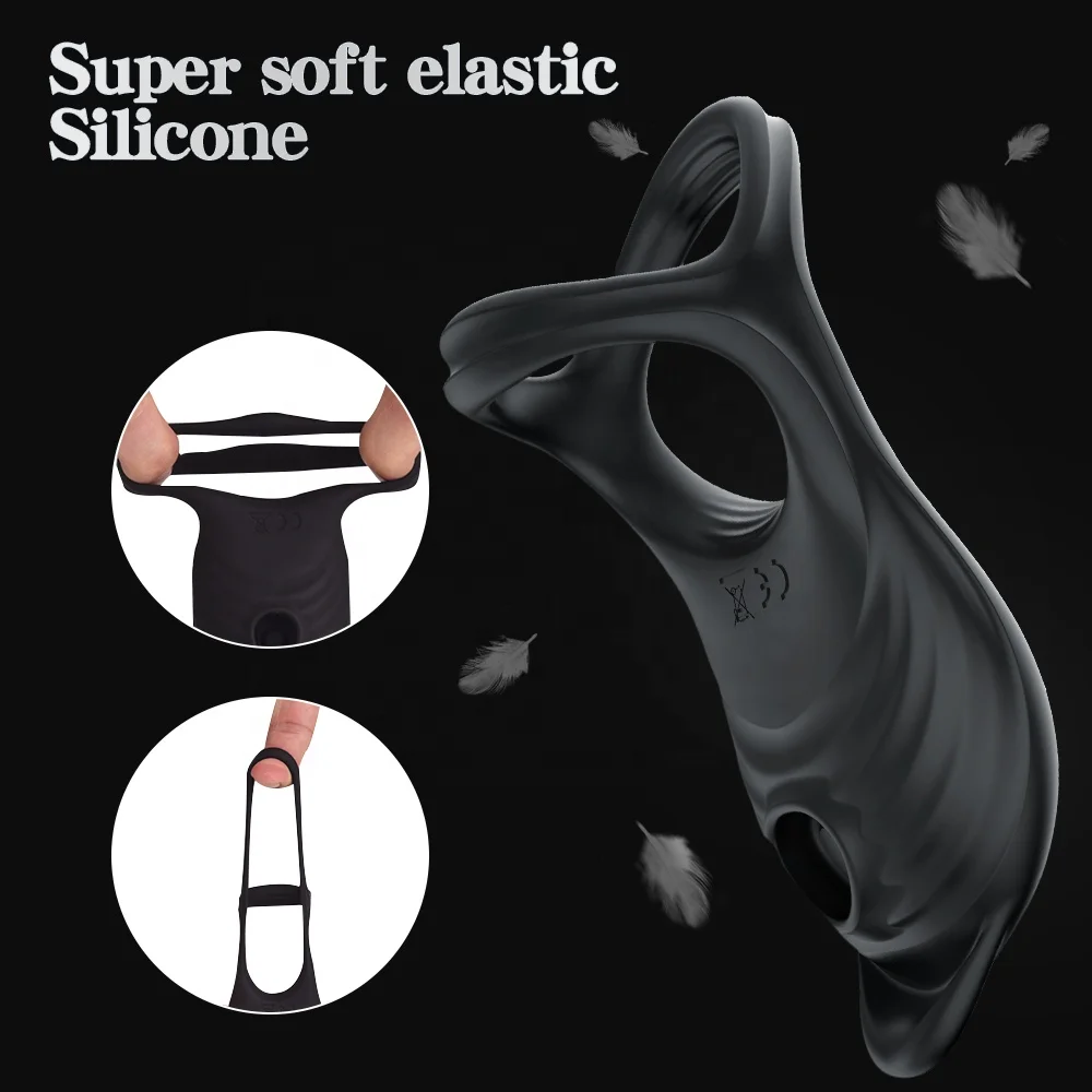 Silicone Rechargeable Sucking Penis Enlargement Vibrating ejaculation Cock Rings for men