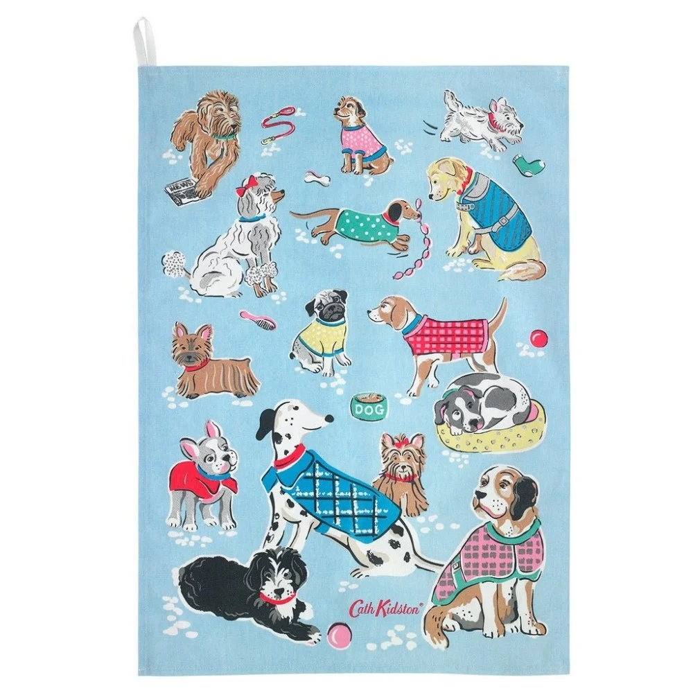 high quality funny dog print pattern kitchen tea towel standard size kitchen dish towel linen tea towels