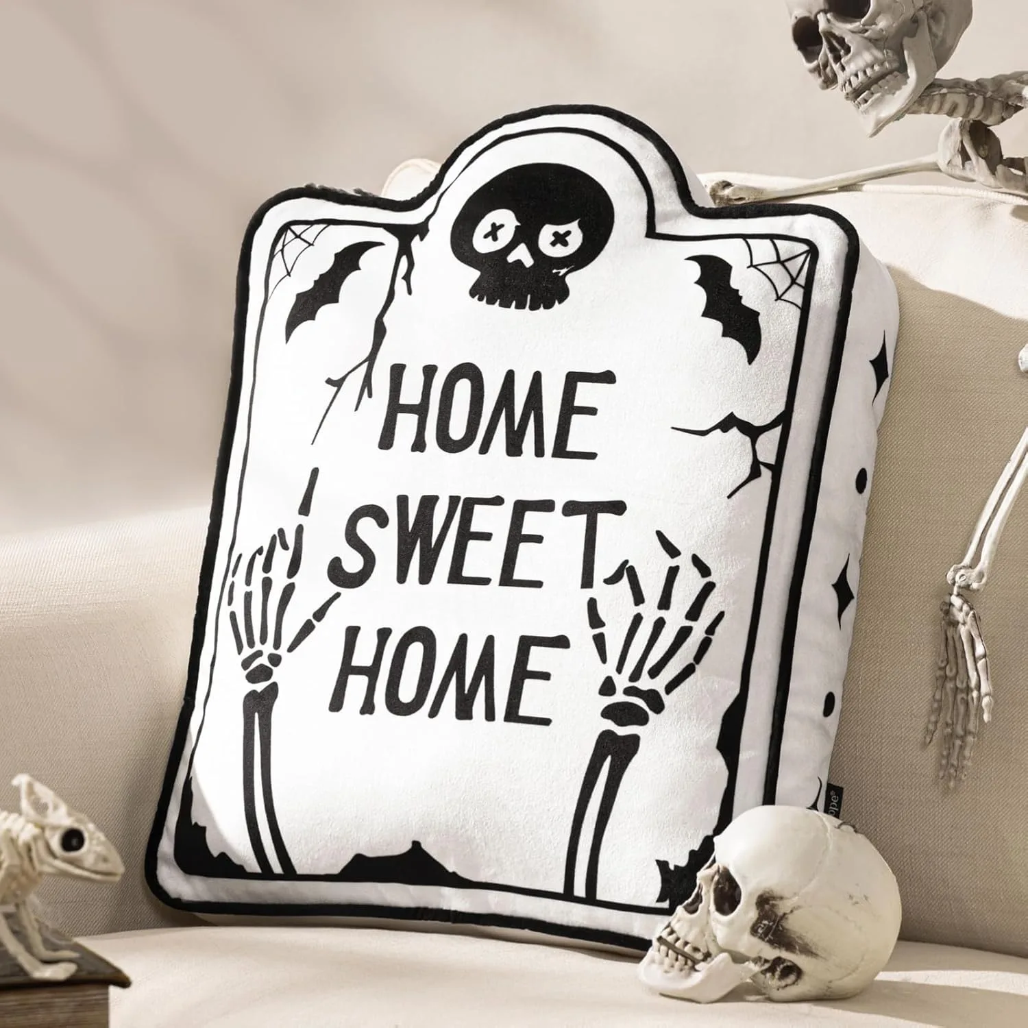 Custom High Quality Stuffed Skeleton Animals Plush Toy Manufacture Soft Minky Pillow for Halloween Gifts coffin