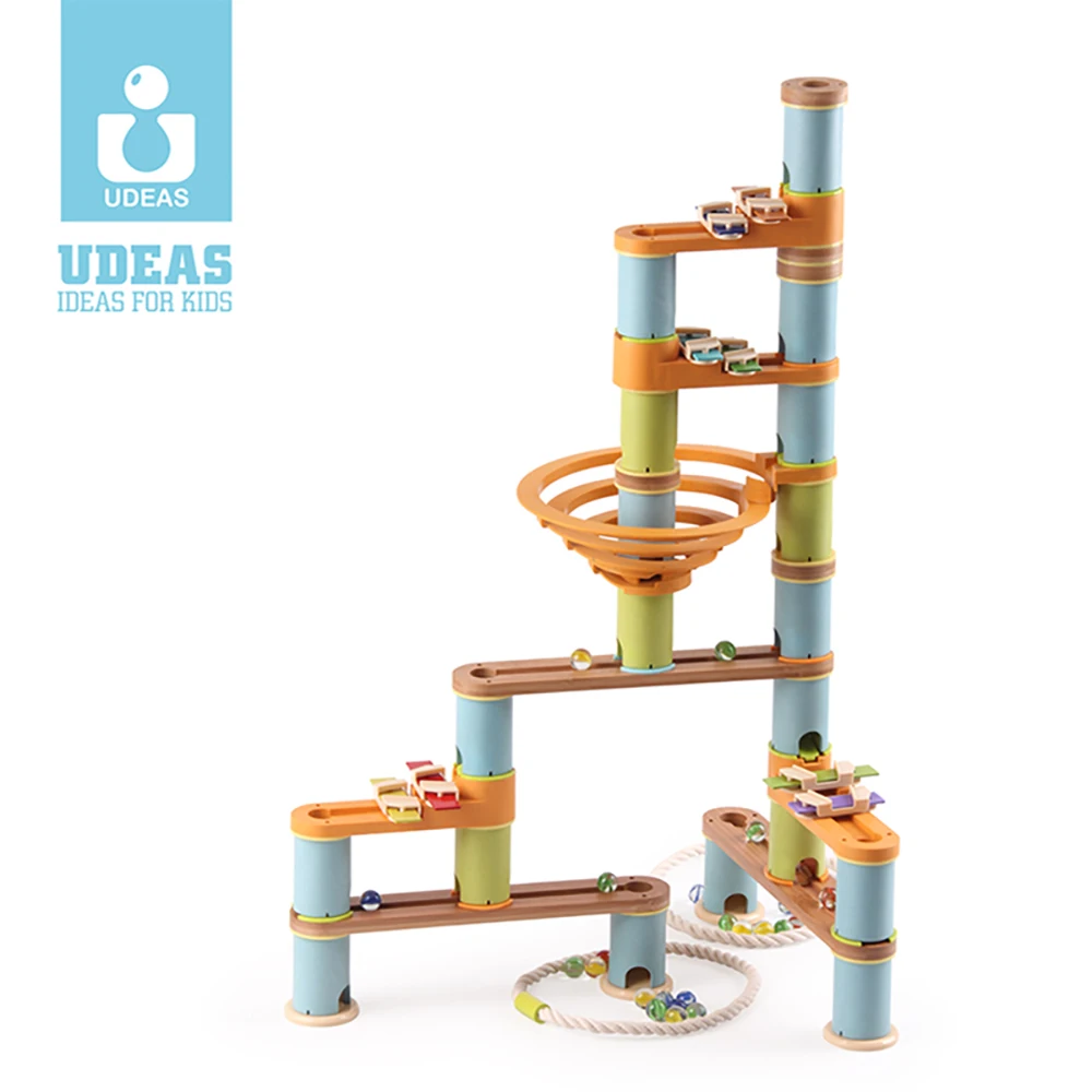 
STEM DIY Wooden Marble Run Race Track Maze Game Wood Construction Toys Set Montessori Educational Kids Toys Eco Friendly Kid Toy 