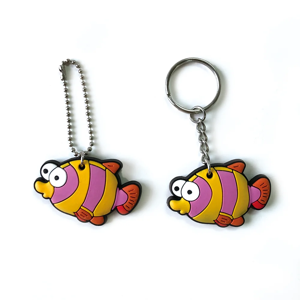 Promotional Hard Custom Eco-friendly Recycled Make Wholesale Small Diy Animal Figure With Rubber Flat Plastic Keychains