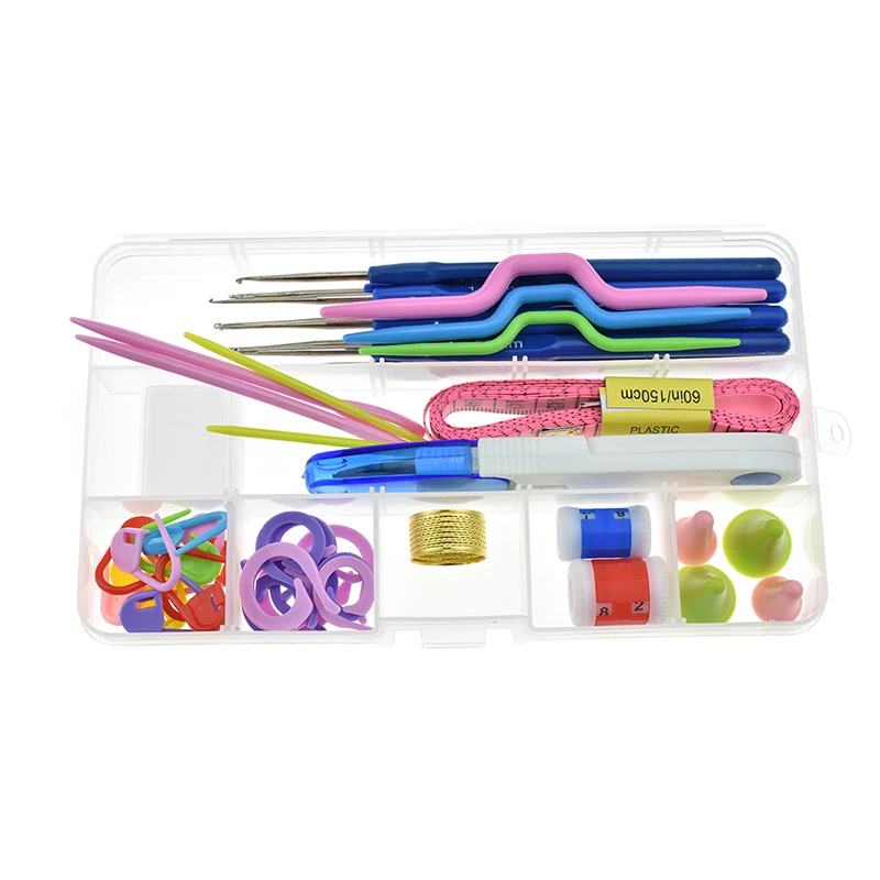 Multicolor Knitting Needles crochet hook set Mixed Metal Hook Crochet Template Kit Tool Band DIY Crafts