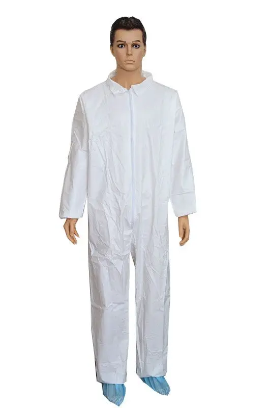 DuPont Tyvek Disposable White Paint Hazmat Tychem Chemical Work Coverall Boiler Work Safety Suit with Hood Collar