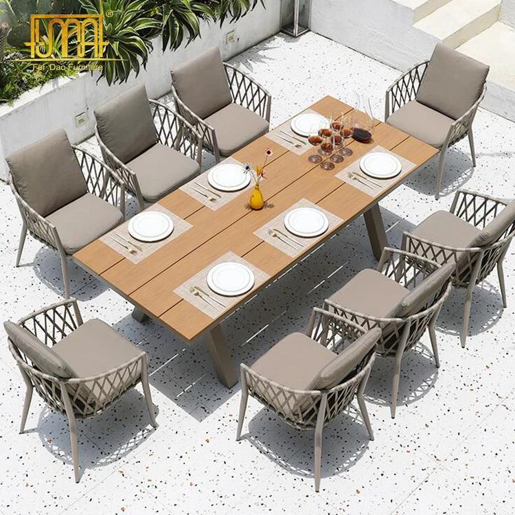 Restaurant used outdoor rope furniture garden dinning table and chair set