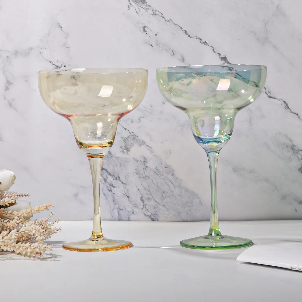 Telsen Spray Color Blue Green Amber Coloful Handblown leadfree barware Martini cocktail glass cup