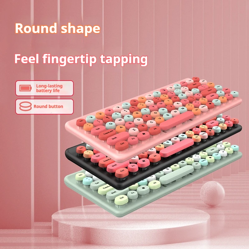 gadgets trend 2025 Perfect 84 Keys Round-keycaps Mechanical Wireless Keyboard and Mouse Combo