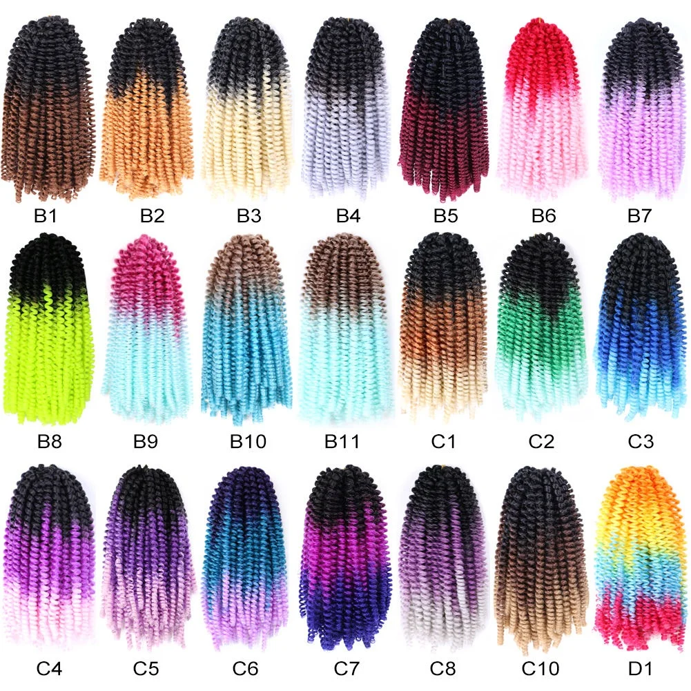 8inch 60 Ombre Colors Stands Wholesale Crochet Braid Synthetic Spring Twist Curl hair
