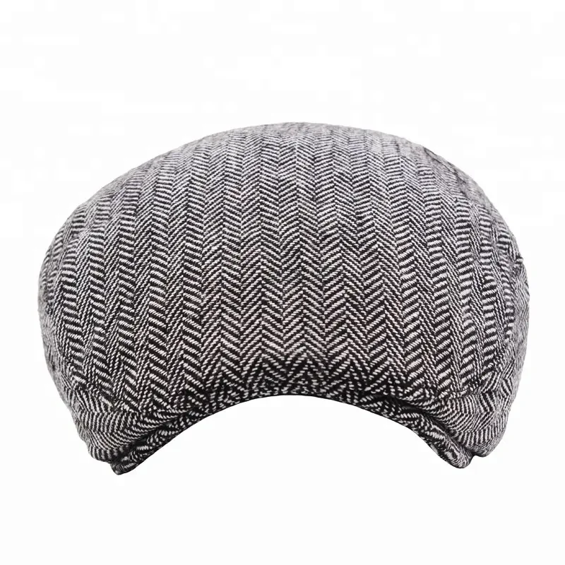 Wholesale Herrigbone Pattern Flat Top Ivy Hat Caps Men gatsby hat Custom Size Acceptable Autumn Winter Men Berets