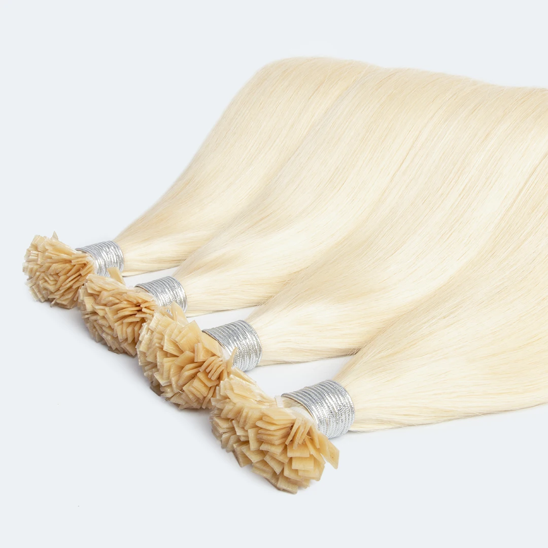 Unprocessed #613 flat tip Pre-bonded Russian human keratin raw virgin Italy heathy glue blonde K tip hair extension