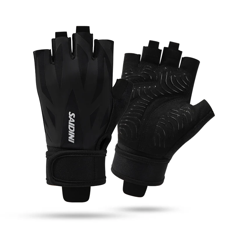 Custom logo fingerless anti-slip sport cycling man palm padded weightlifting women gym hand gloves