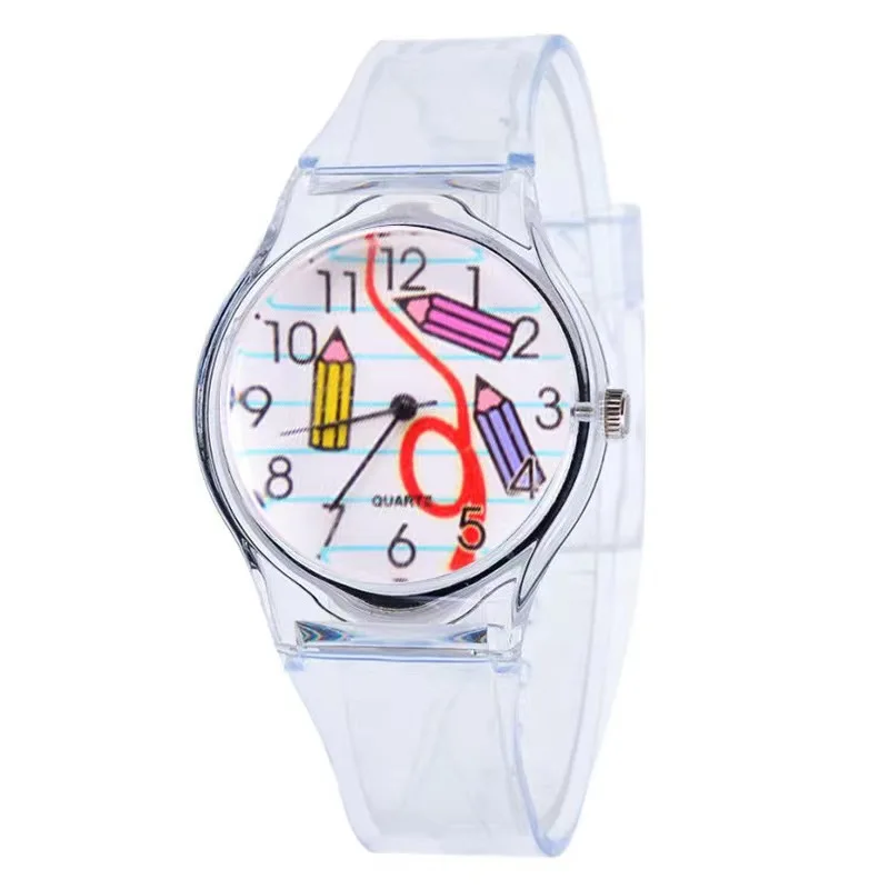 Watches For Women Birthday Gift Lovely Colorful Transparent Plastic Oranges poached egg face Student Girl Cute Jelly watch