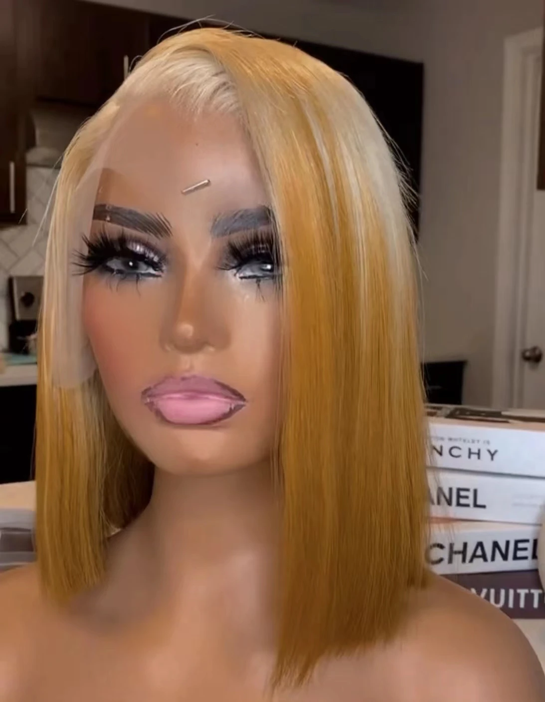 Factory wholesale natural full frontal closure lace wig brazilian human hair wig