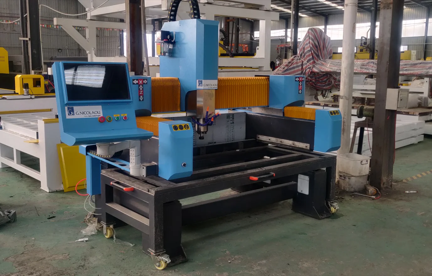 China Factory Hot Sale 7.5kw automatic tool change spindle stone cnc router marble granite cutting cnc bridge cutting machine