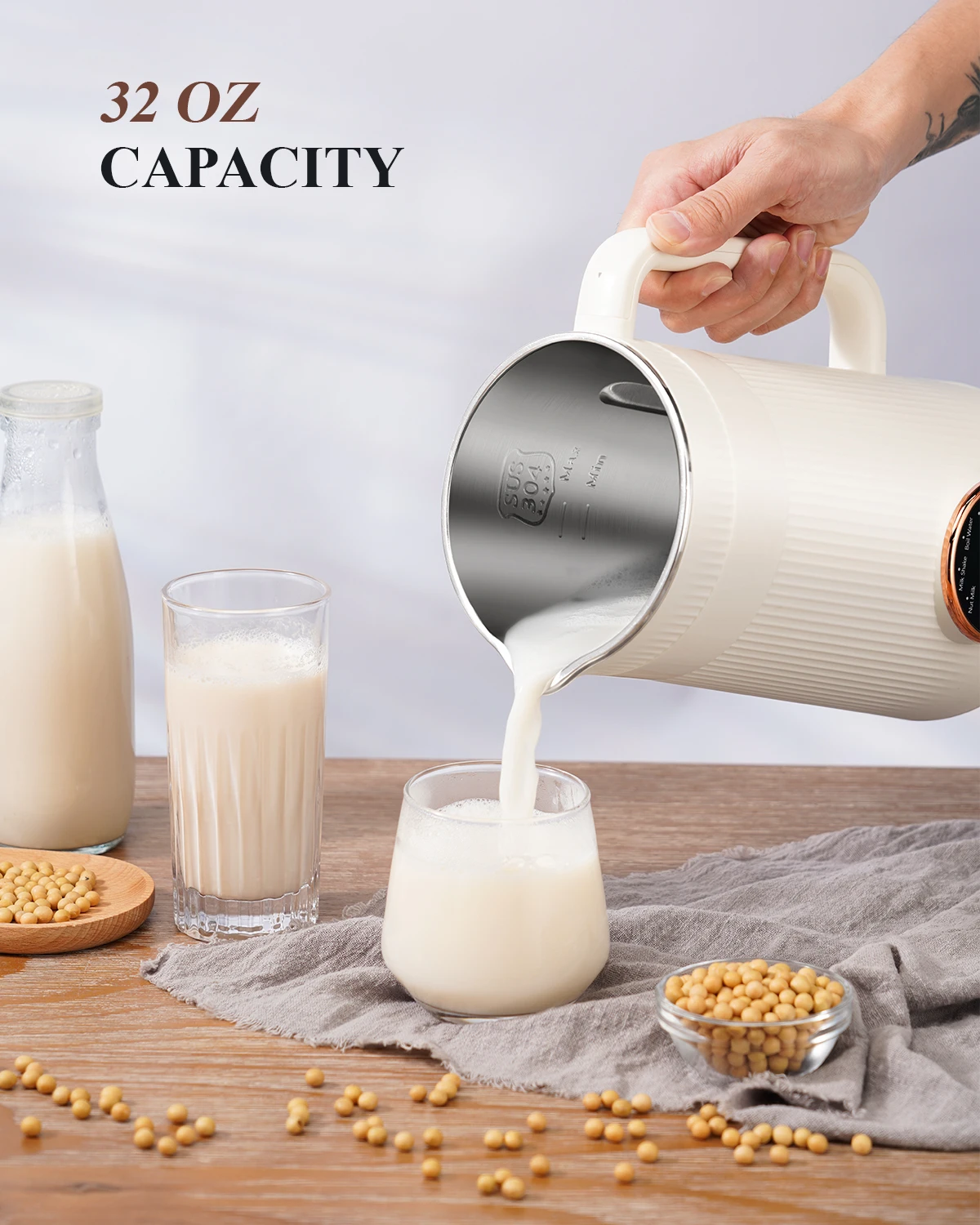 800W Powerful Automatic Soybean Milk Machine with Delay Start Keep Warm Boil Water Cream Multifunctional Milk Maker