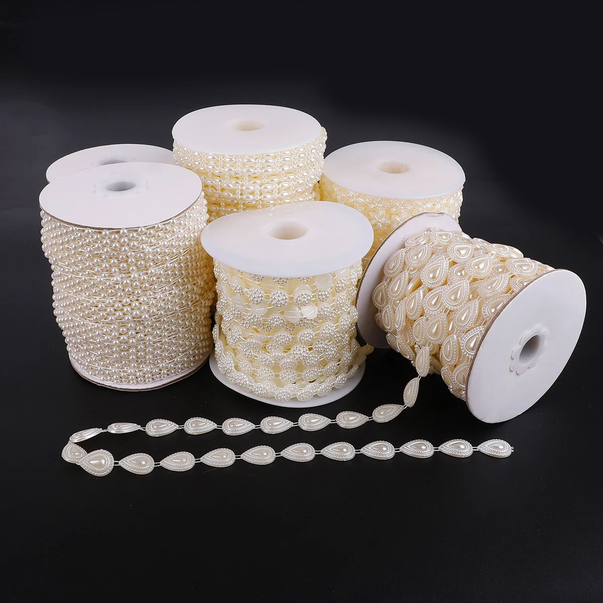 1.5/2M/bag Multi-size ABS Imitation Ivory Pearl Beads Chain Trim For DIY Wedding Party Decoration Clothing Craft Accessories