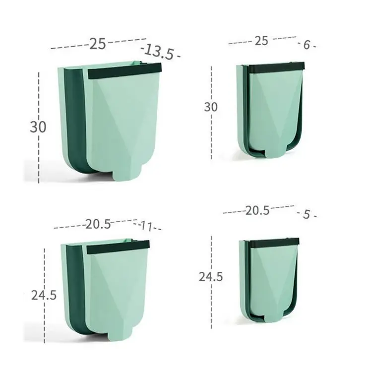 E1670 Under Sink Easy Clean Indoor Food Waste Compost Bucket Wall Mounted Foldable Trash Can Kitchen Foldable Plastic Waste Bins