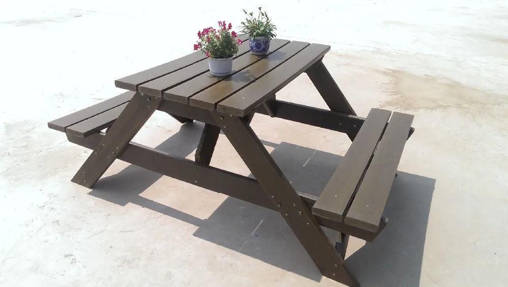 Factory Supplier Outdoor Furniture Table Picnic Table 100% Recycled Plastic Carton Modern Teak Outdoor Furniture Set Solid Wood