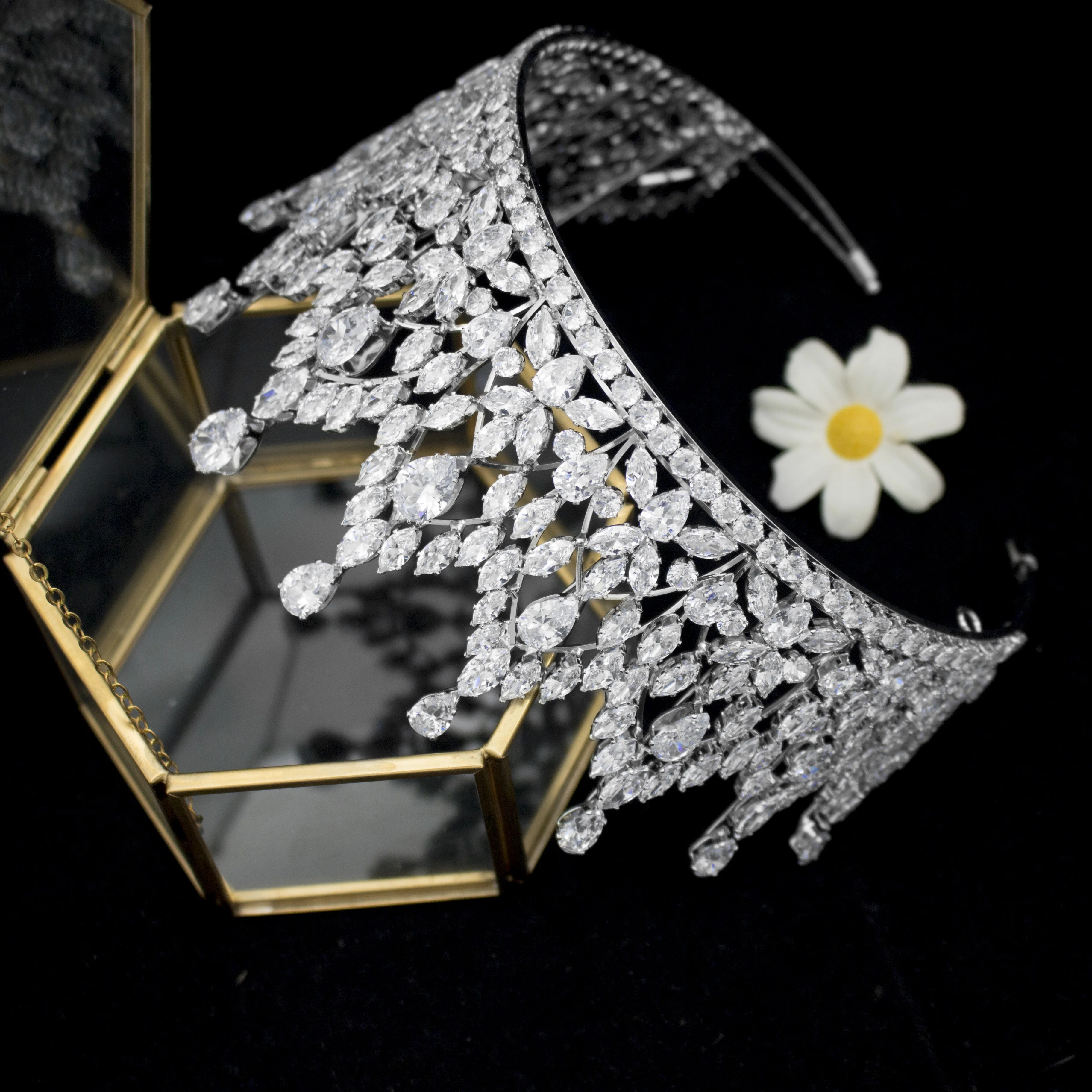 Bohua jewelry GS0200  pageant headpiece tiaras fashion cubic zircon bridal crown wedding hair accessories for women