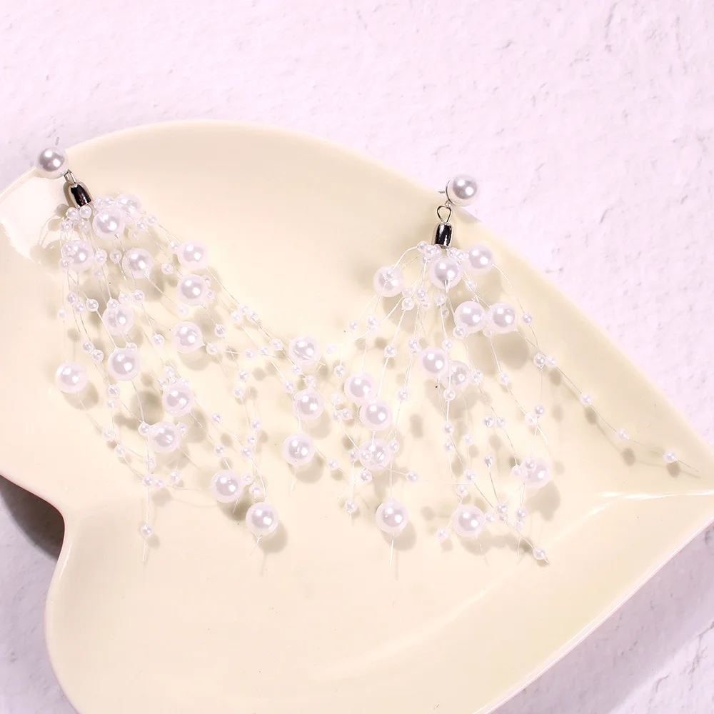 New Boho White Pearl Round Circle Hoop Earrings Women Gold Color Big Earrings Korean Jewelry Statement Earrings