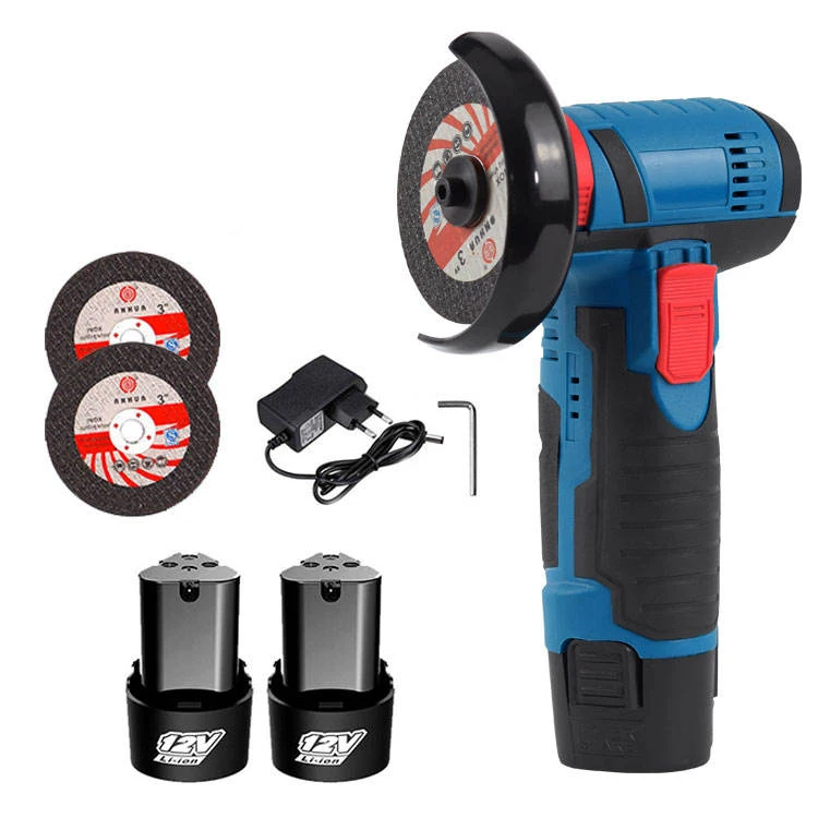 12V 19500RPM Brushed Rechargeable Mini Angle Grinder W/ 2PCS Battery Tile Wood and Stone Steel Cutting Machine Polishing Tools