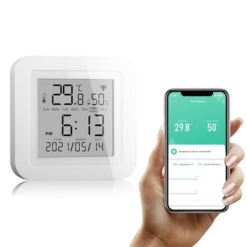 XZX Remotely Control Ir Devices Wifi Smart Temperature and Humidity Sensor Thermometer Electronic Lcd Display Alexa Google Home
