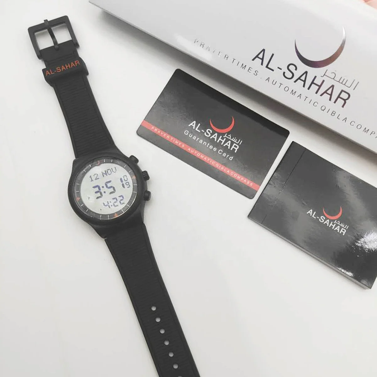 Muslim Digital Prayer Time Alarm Sports Watch Plastic Case Silicon Strap Back Light AS-S016