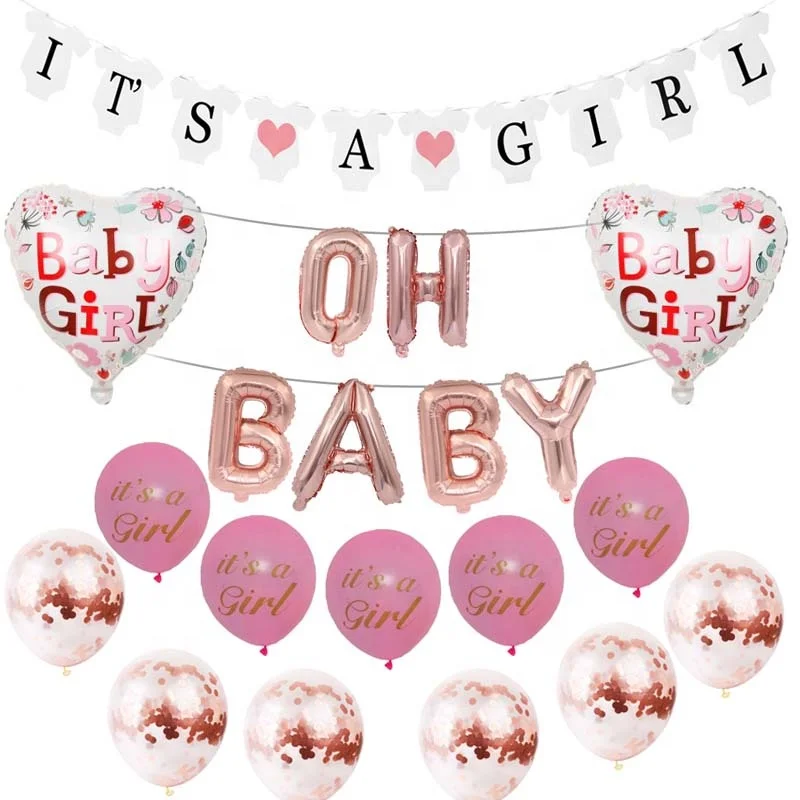 12 Inches Latex Balloons Pink and White Balloons Helium Balloons Birthday Girl Oh Baby Shower Party Decoration