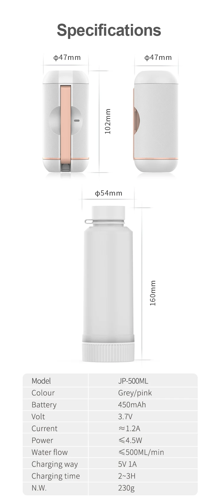 Other feminine hygiene products Mini Personal Handheld Travel Bidet Portable with Plastic Bottle 220ML