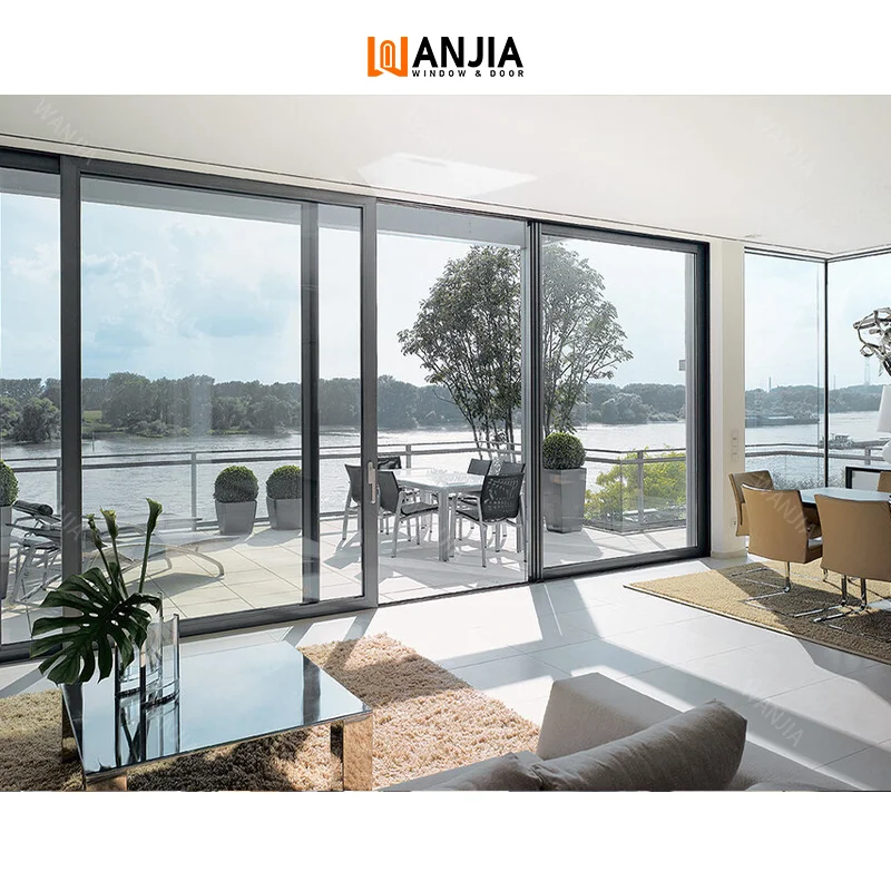 Новинка самозакрывающиеся автоматические пневматические Звукоизолированные раздвижные двери WANJIA с двойным остеклением алюминиевые