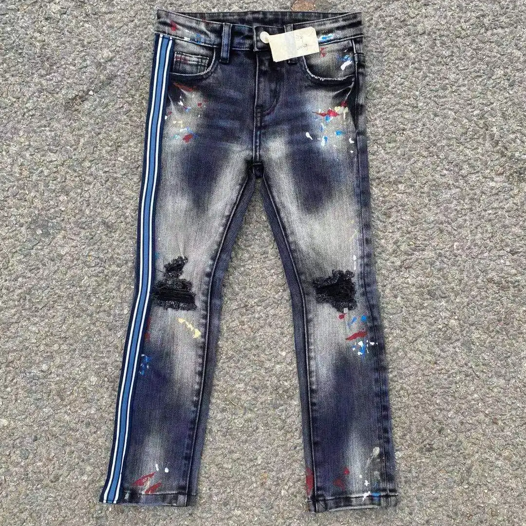 2024 New Style  Denim manufactured Customization 1-14 years old Kids Flared Fit Jeans Stacked Denim Jeans For Boys