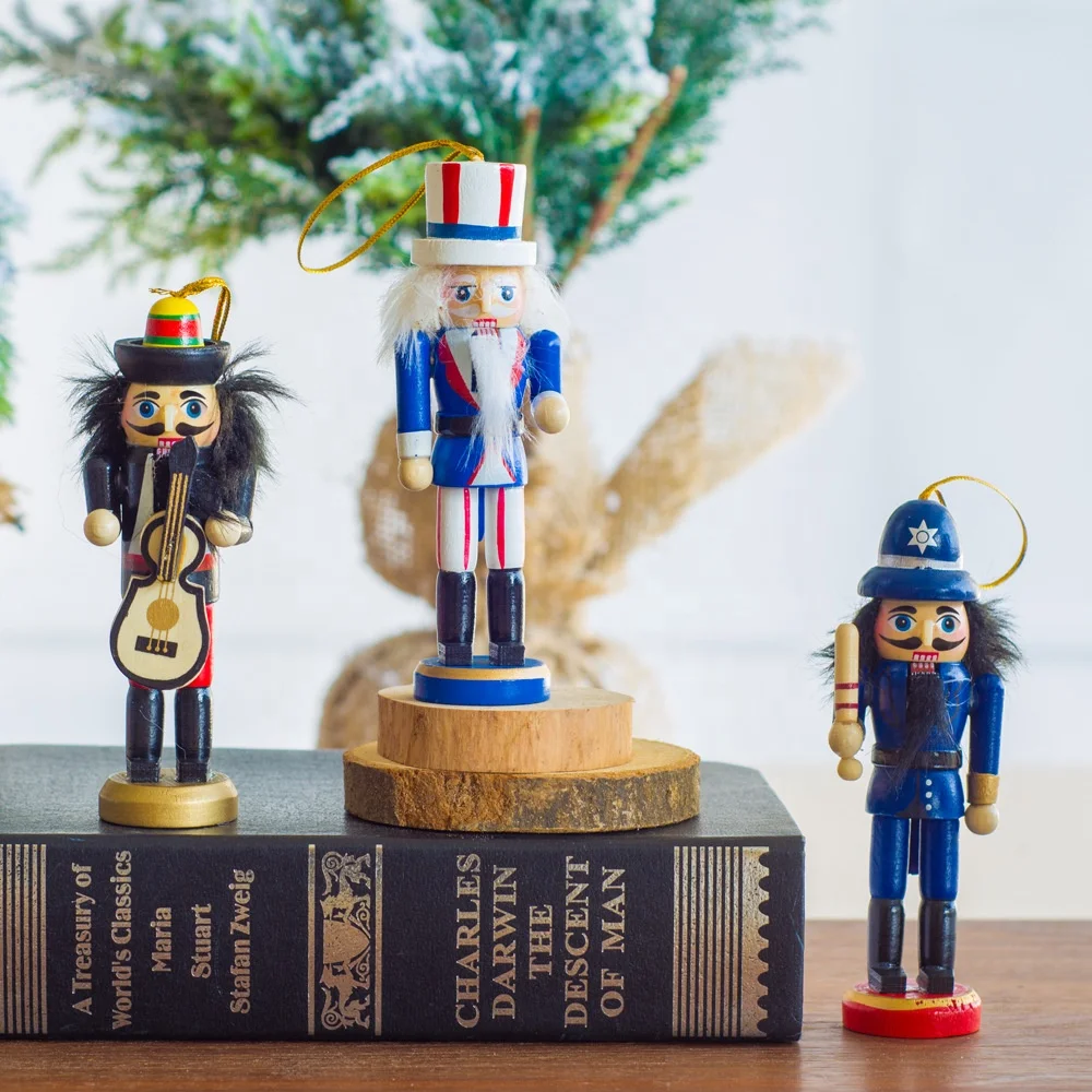 New Arrive Customized Christmas Gift New Mini Interior Pendant Nutcracker For Christmas Wood Doll Ornament