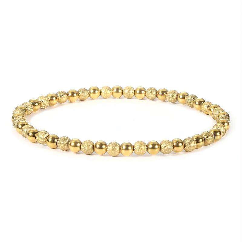4MM Silver Gold Color Stainless Steel Beads Bracelet Fashion Jewelry Handmade Bracelet