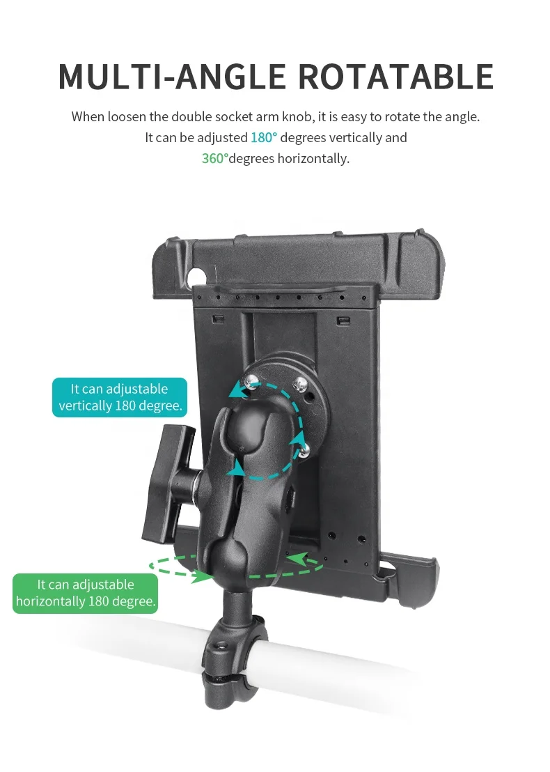 Aluminum Alloy Handlebar Mount Base with 1' Ball for Round Rail compatible with Ram B Size 1 Inch Ball Double Socket Arm