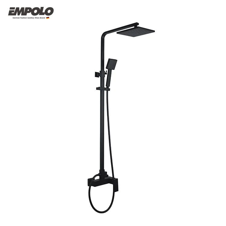 Empolo Luxury Switch Shower Waterfall Square Shower Head Concealed 3 Functions Black Shower
