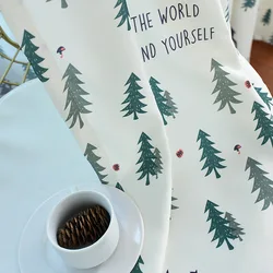 Nordic Style Christmas Milu Deer Animal And Pine Trees Print Bedroom Curtains Cartoon Plant Printed blackout thick Curtain