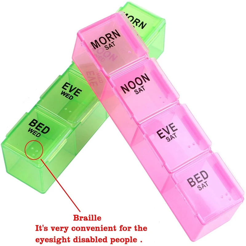 Hot Sale Rainbow Weekly Pill medicine case 28 Case plastic pill box Daily Pill Box