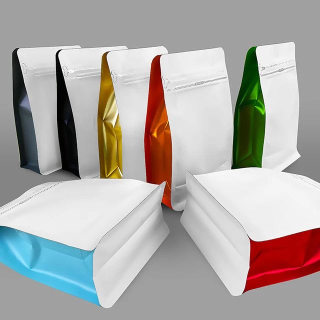 125g 250g 500g 1kg Plastic Bolsa Foil Coffee Bag 8 Side Seal Packing Pouch Wholesale Coffee Packaging Bag with Valve